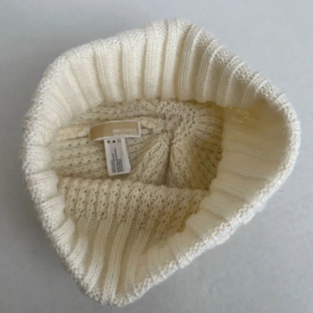 Michael Kors Cable Knit Beanie Hat Cream Off White Women One Size Winter NWOT